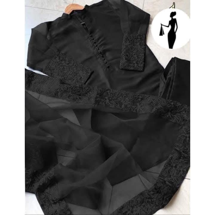 3 Pcs Women's Stitched Embroidered Suit