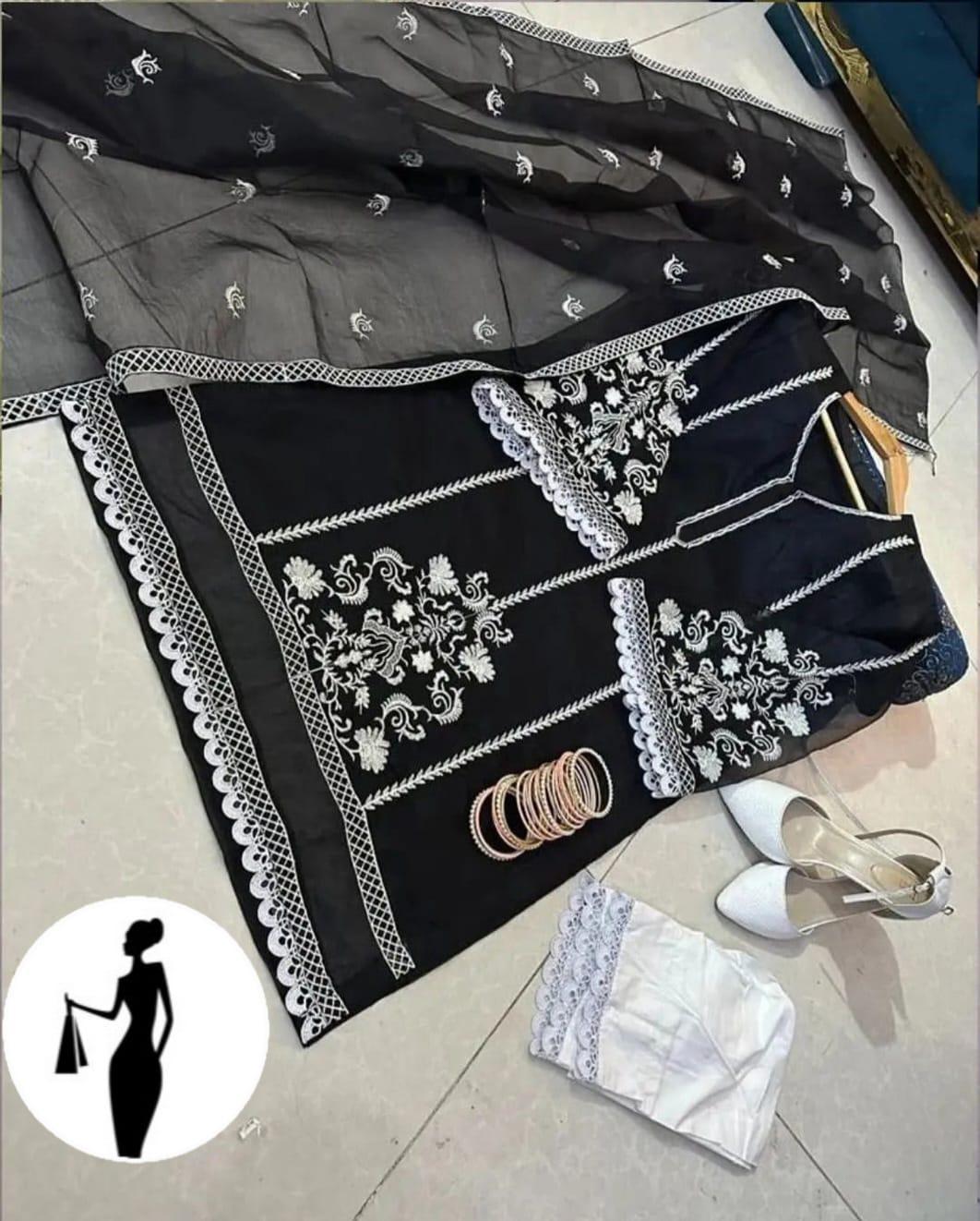 3 Pcs Women's Stitched Embroidered Suit