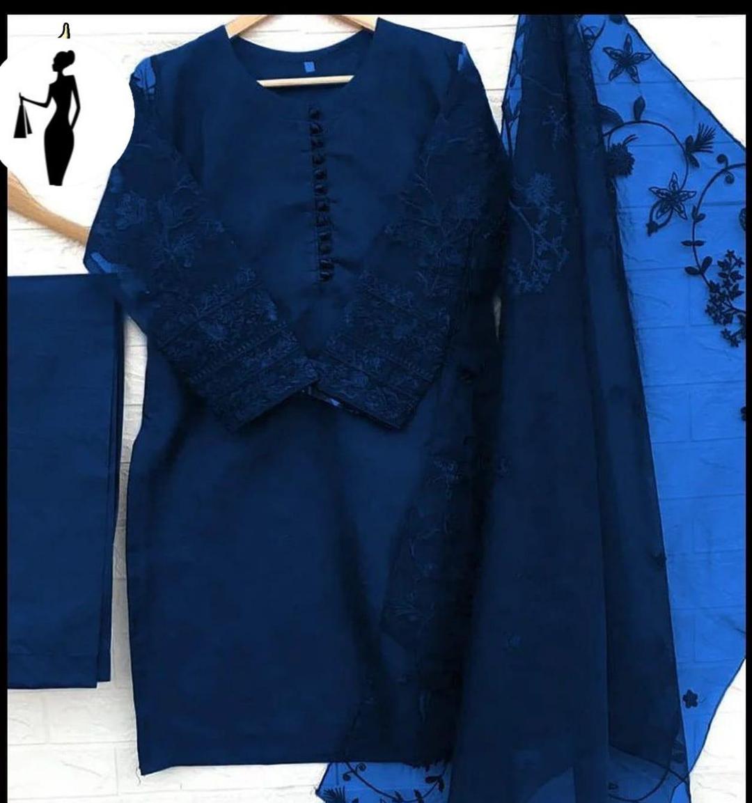 3 Pcs Women's Stitched Embroidered Suit