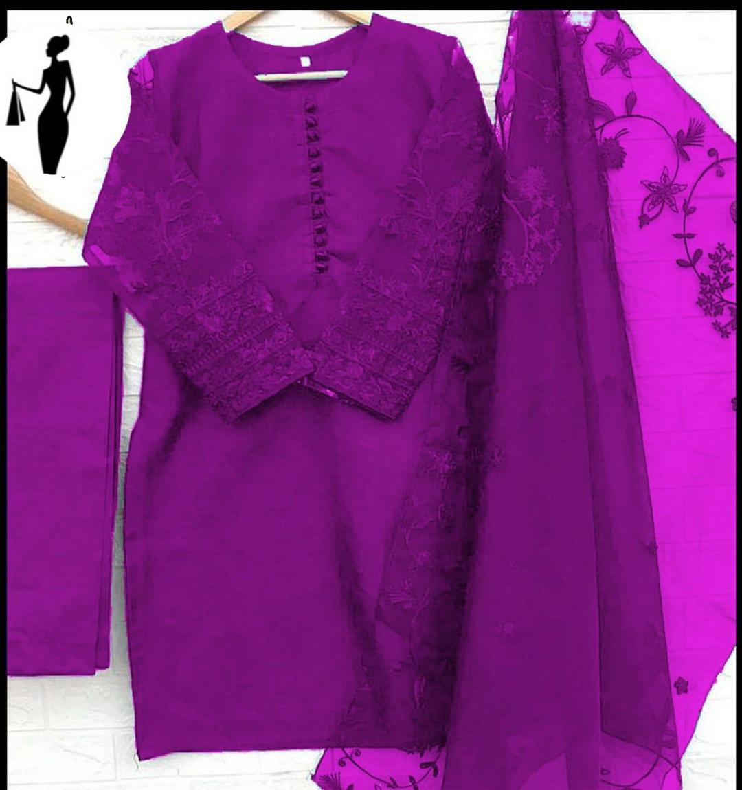 3 Pcs Women's Stitched Embroidered Suit