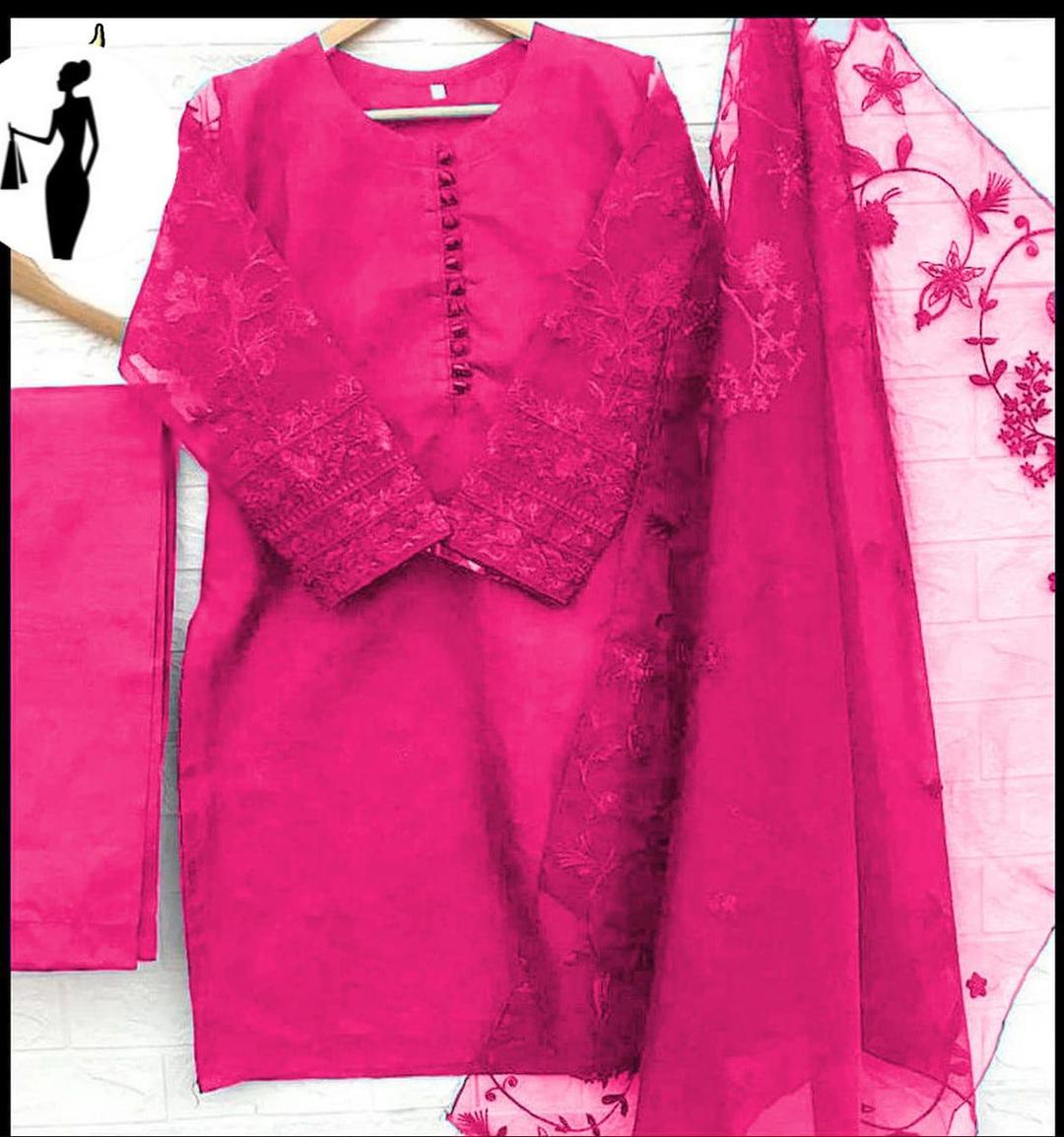 3 Pcs Women's Stitched Embroidered Suit