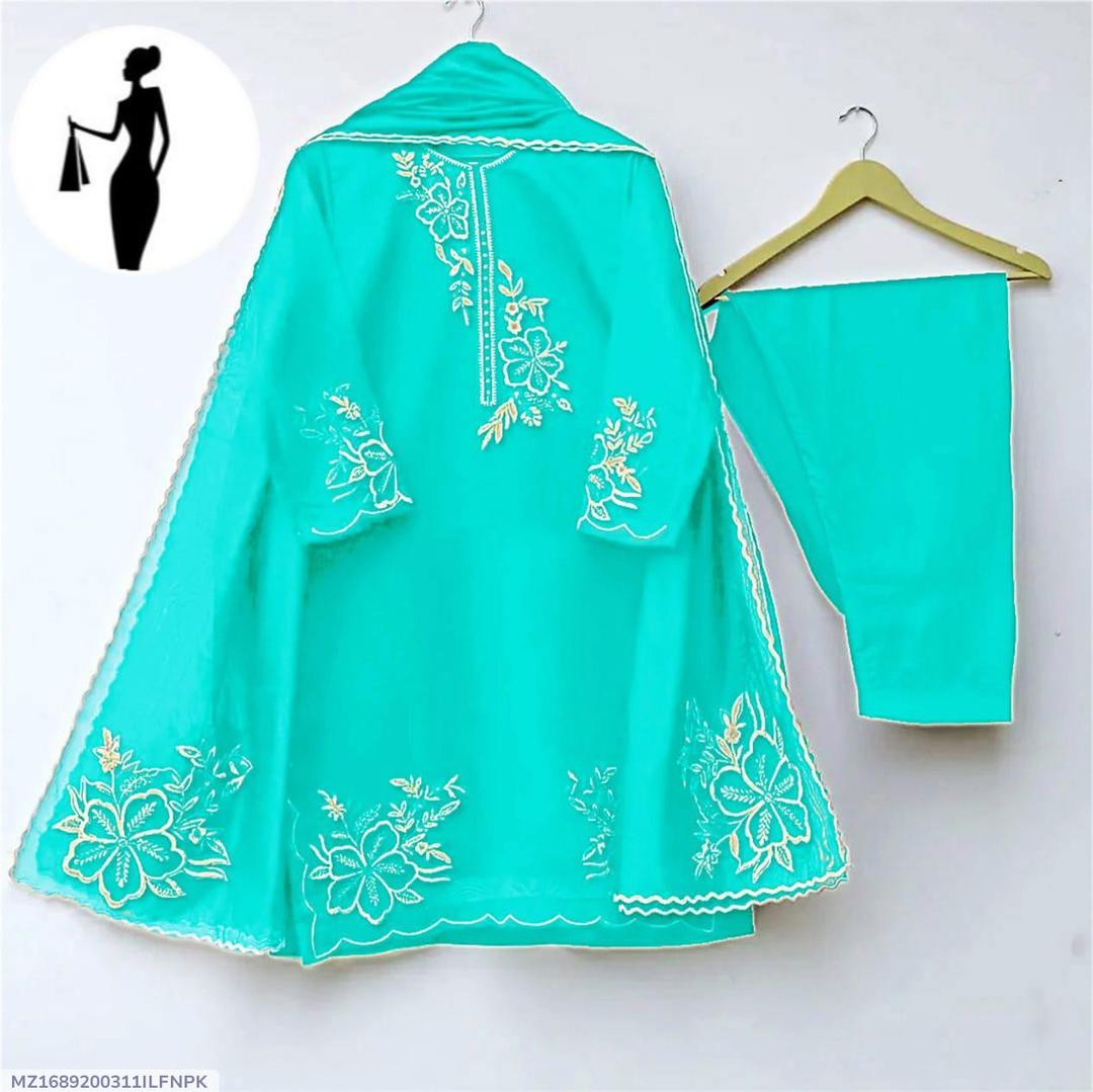 3 Pcs Women's Stitched Embroidered Suit