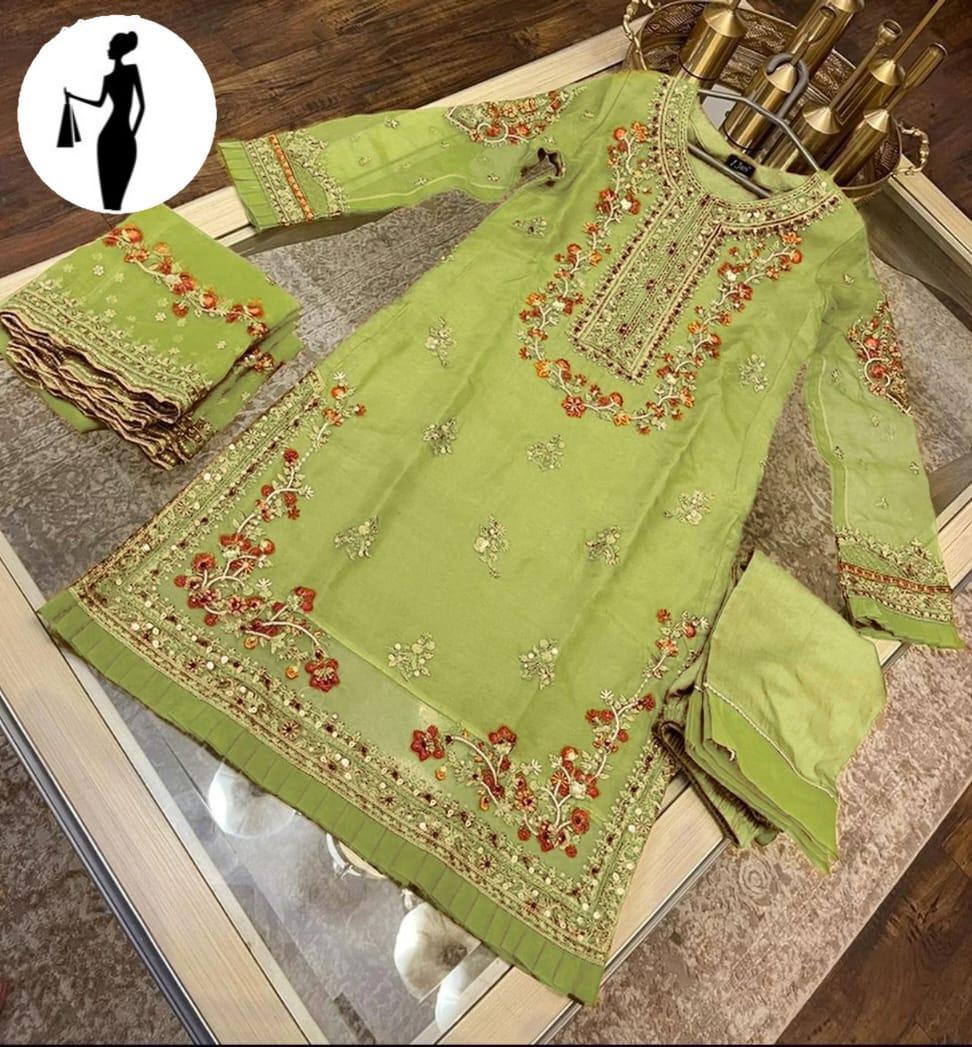 3 Pcs Women's Stitched Embroidered Suit