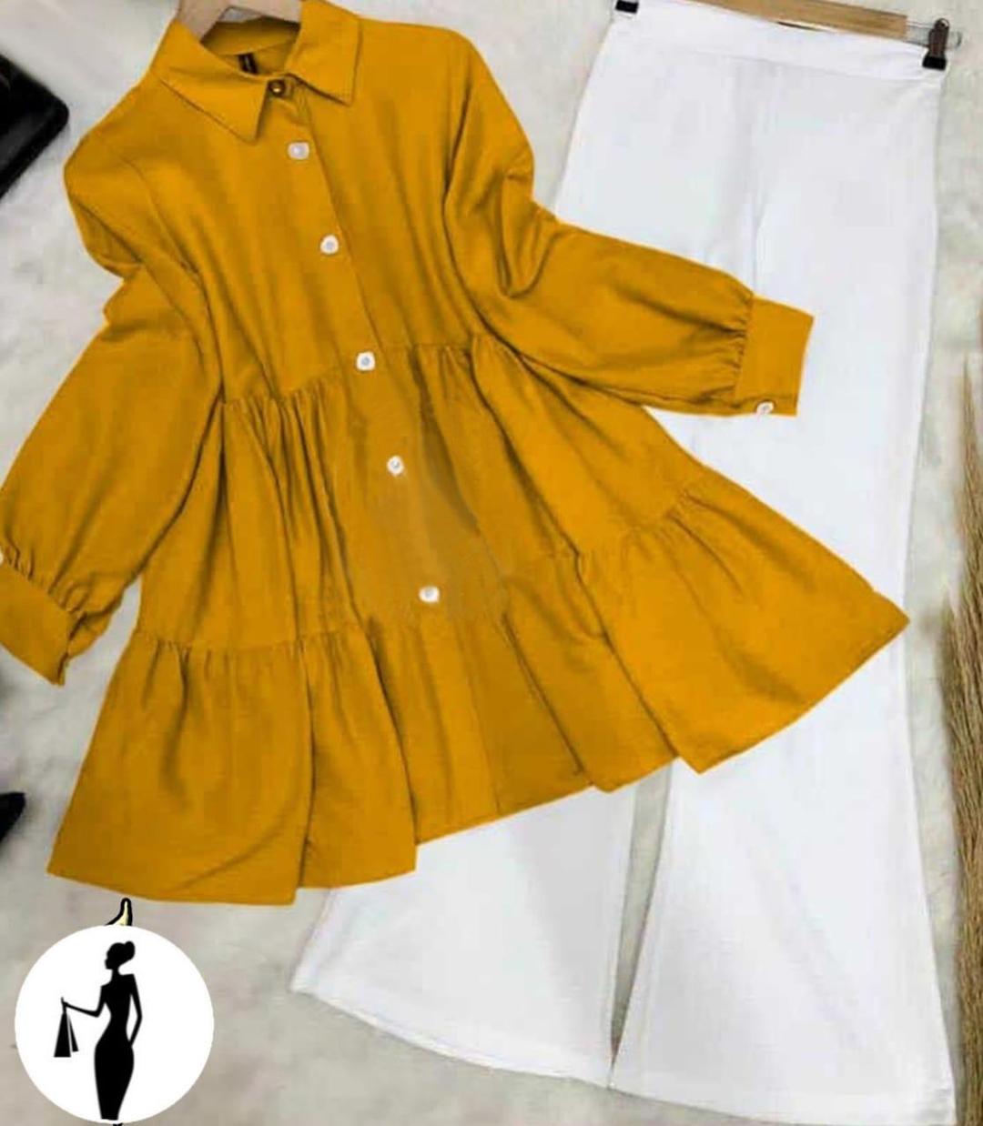 2 Pcs Women's Stitched Plain Shirt And Trouser