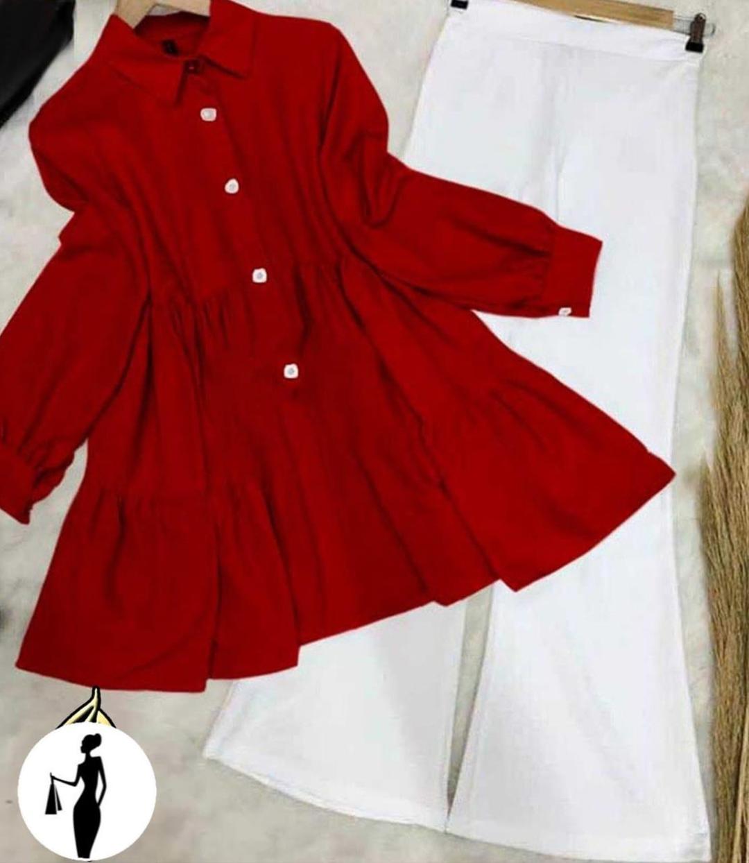 2 Pcs Women's Stitched Plain Shirt And Trouser