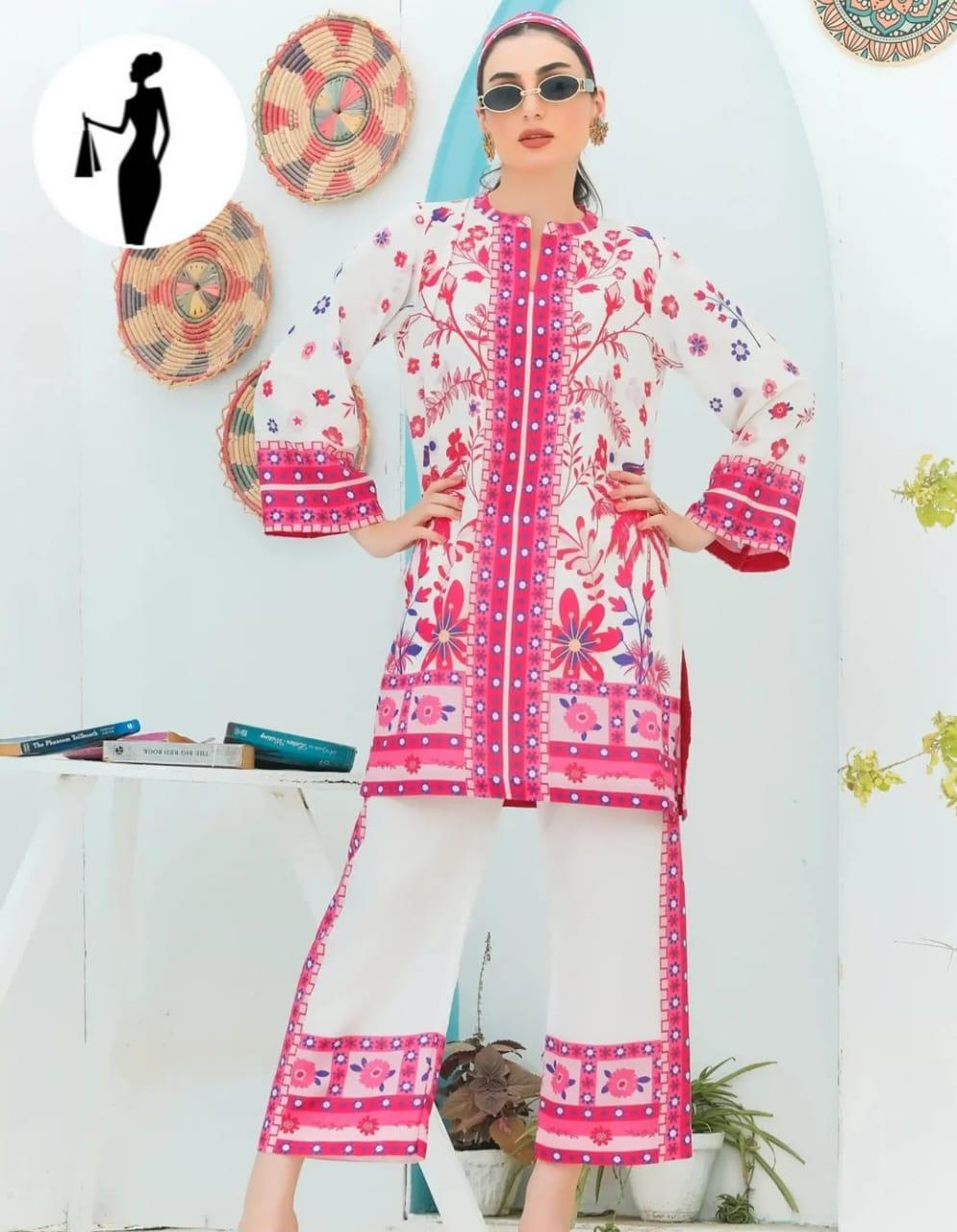 2 Pcs Women's Stitched Printed Co-Ord Set