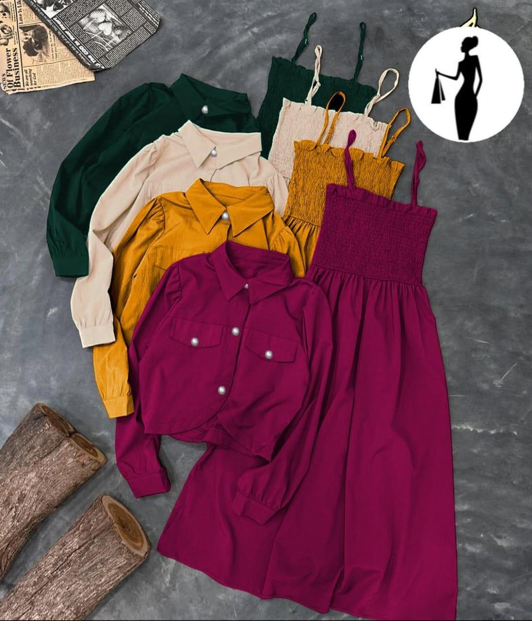 Pink Linen 2Pcs Frock & Jacket Set