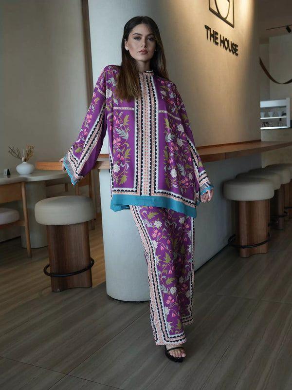 2 Pcs Women's Stitched Swiss Lawn Printed Co-Ord Set