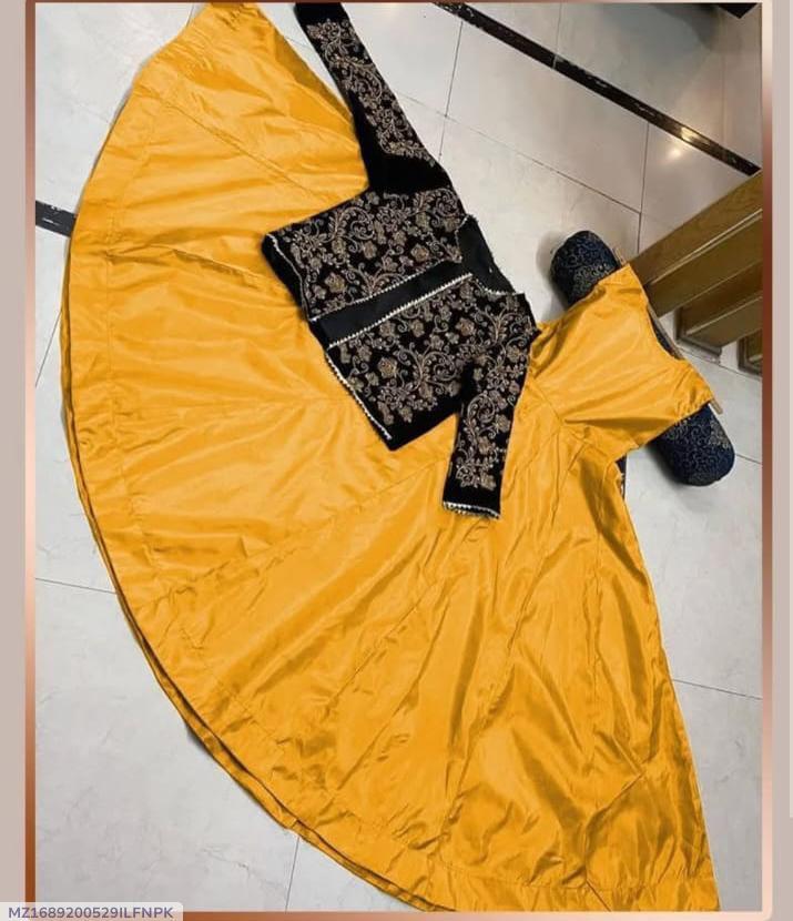 Mustard Shamoz Silk Maxi With Embroidered Jacket 2Pcs