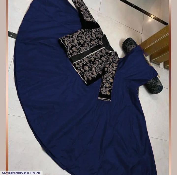Blue Shamoz Silk Maxi With Sequin Embroidered Jacket