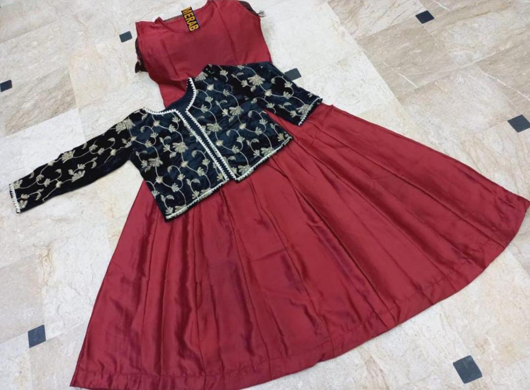 Maroon Shamoz Silk Maxi With Embroidered Jacket 2Pcs