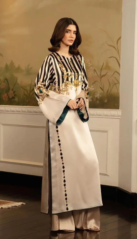 2 Pcs Women's Stitched Swiss Lawn Printed Co-Ord Set