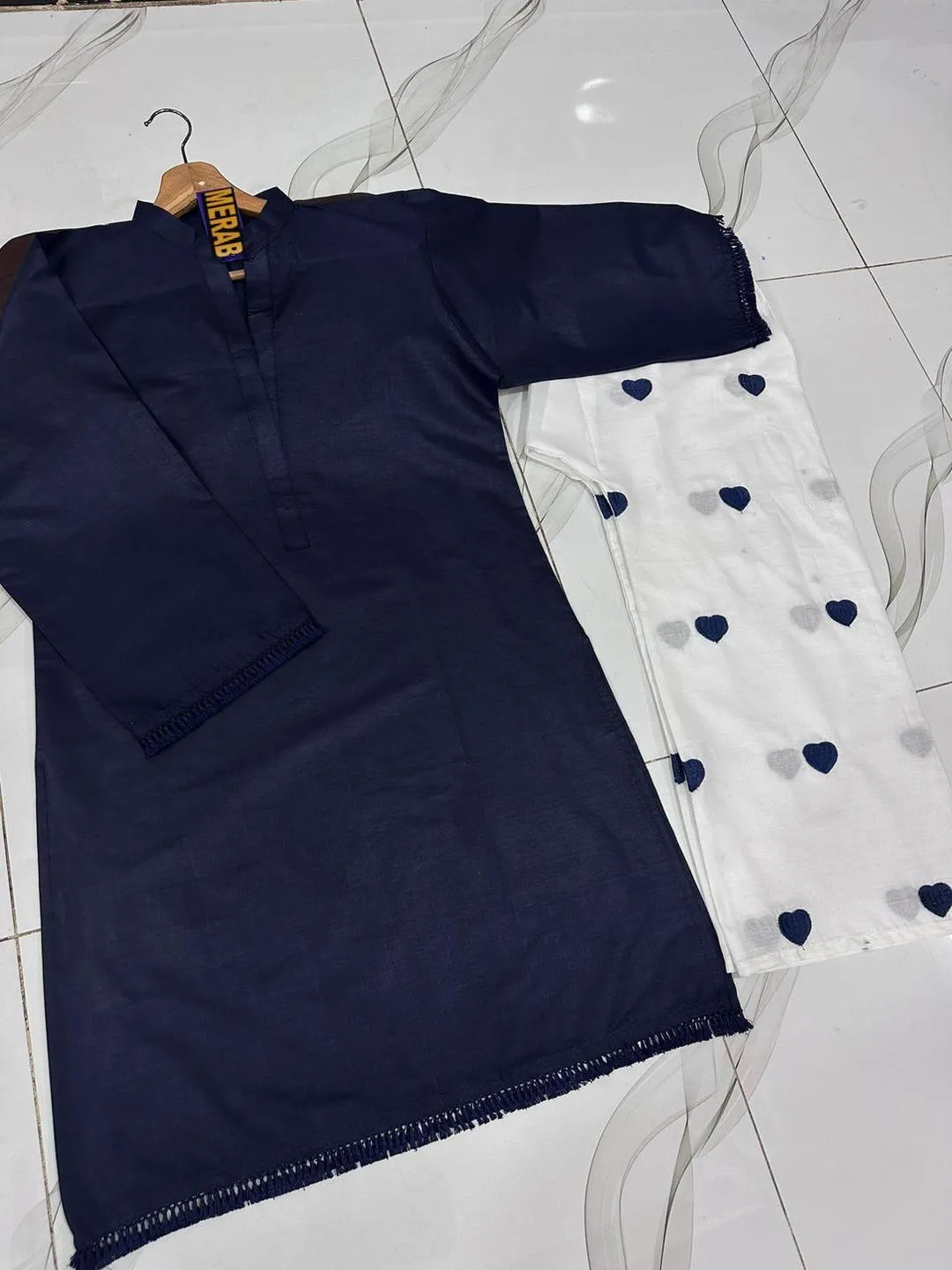 2 Pcs Women's Stitched Cotton Plain Shirt And Trouser