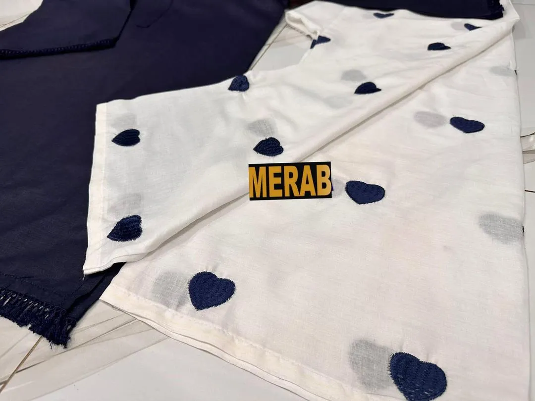 2 Pcs Women's Stitched Cotton Plain Shirt And Trouser