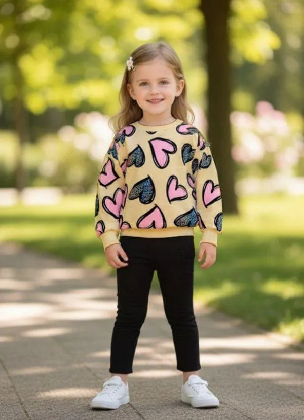 2 Pcs Girl's Fleece Printed Tracksuit