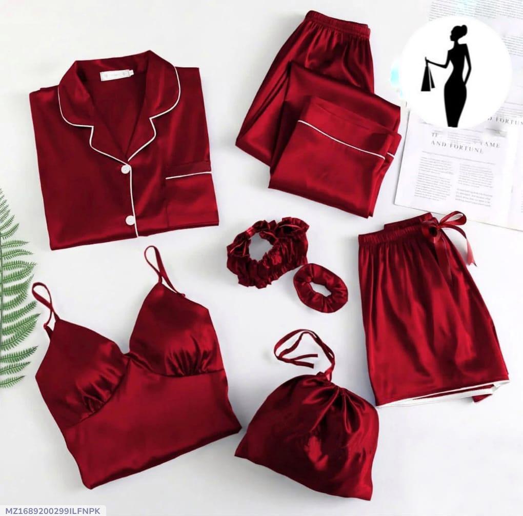 Maroon Silk Camisole Set for Women Size L