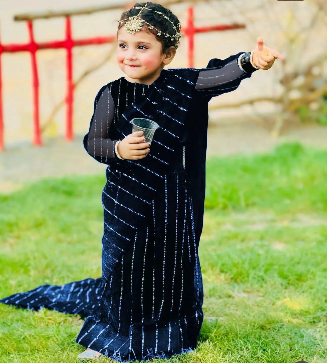 3 Pcs Girl's Chiffon Textured Stitched Suit