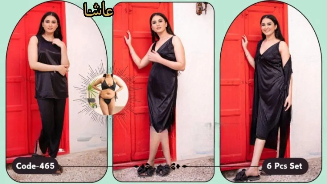 6 pcs Jersey Lace Comfortable And Lightweight Nightwear Set