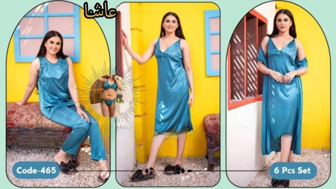 6 pcs Jersey Lace Comfortable And Lightweight Nightwear Set