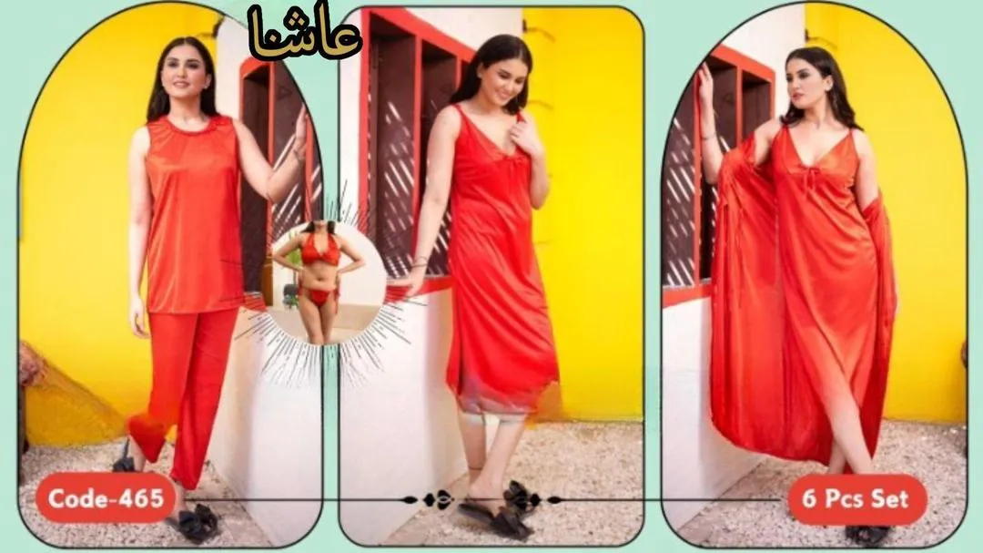 6 pcs Jersey Lace Comfortable And Lightweight Nightwear Set