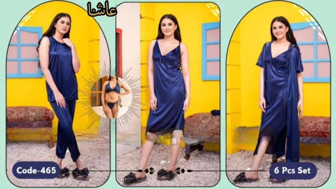 6 pcs Jersey Lace Comfortable And Lightweight Nightwear Set