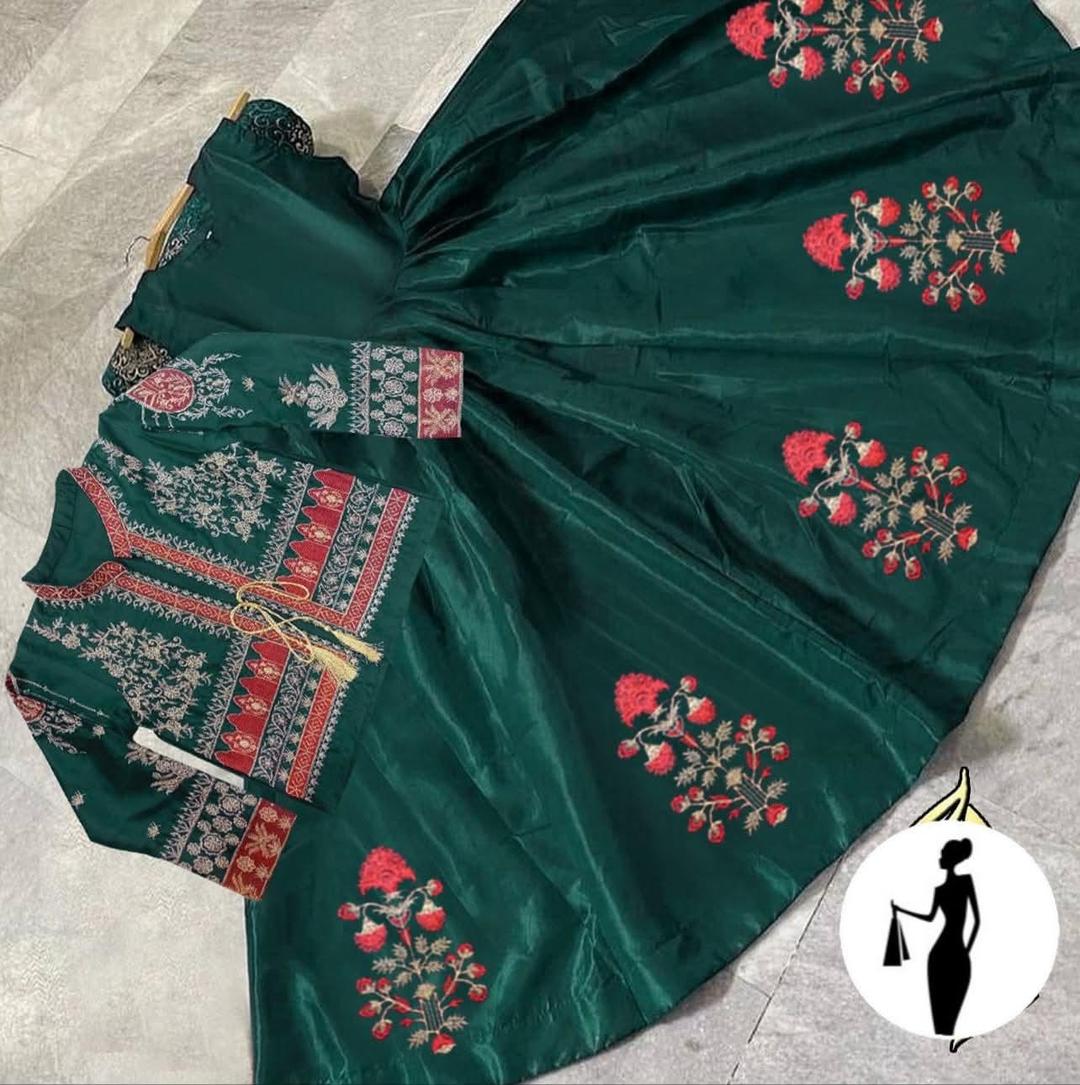 2 Pcs Women's Stitched Embroidered Maxi Suit