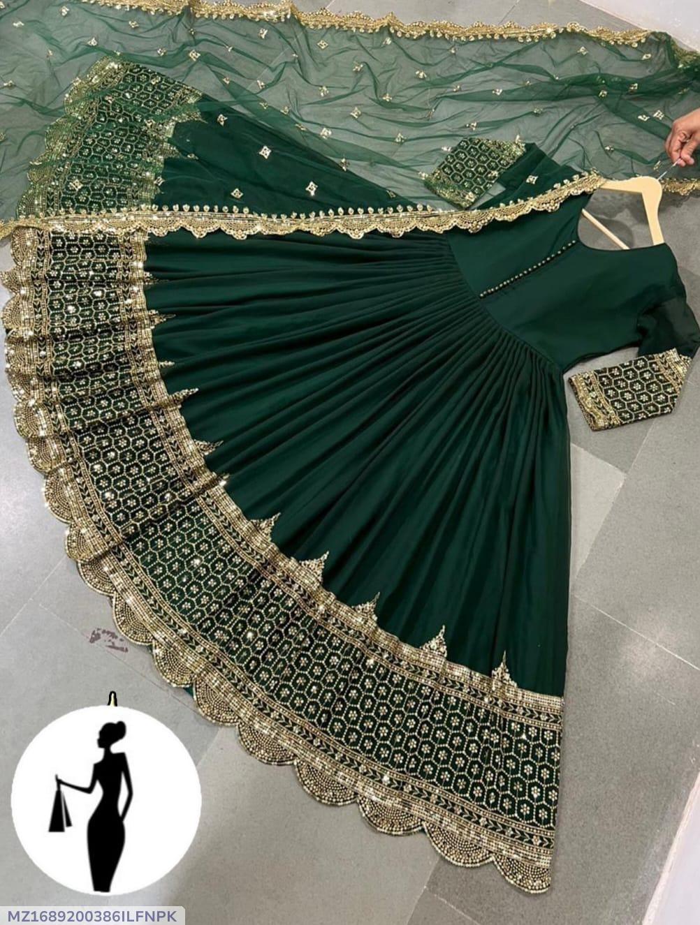 Green Sequin Embroidered Maxi Suit for Women
