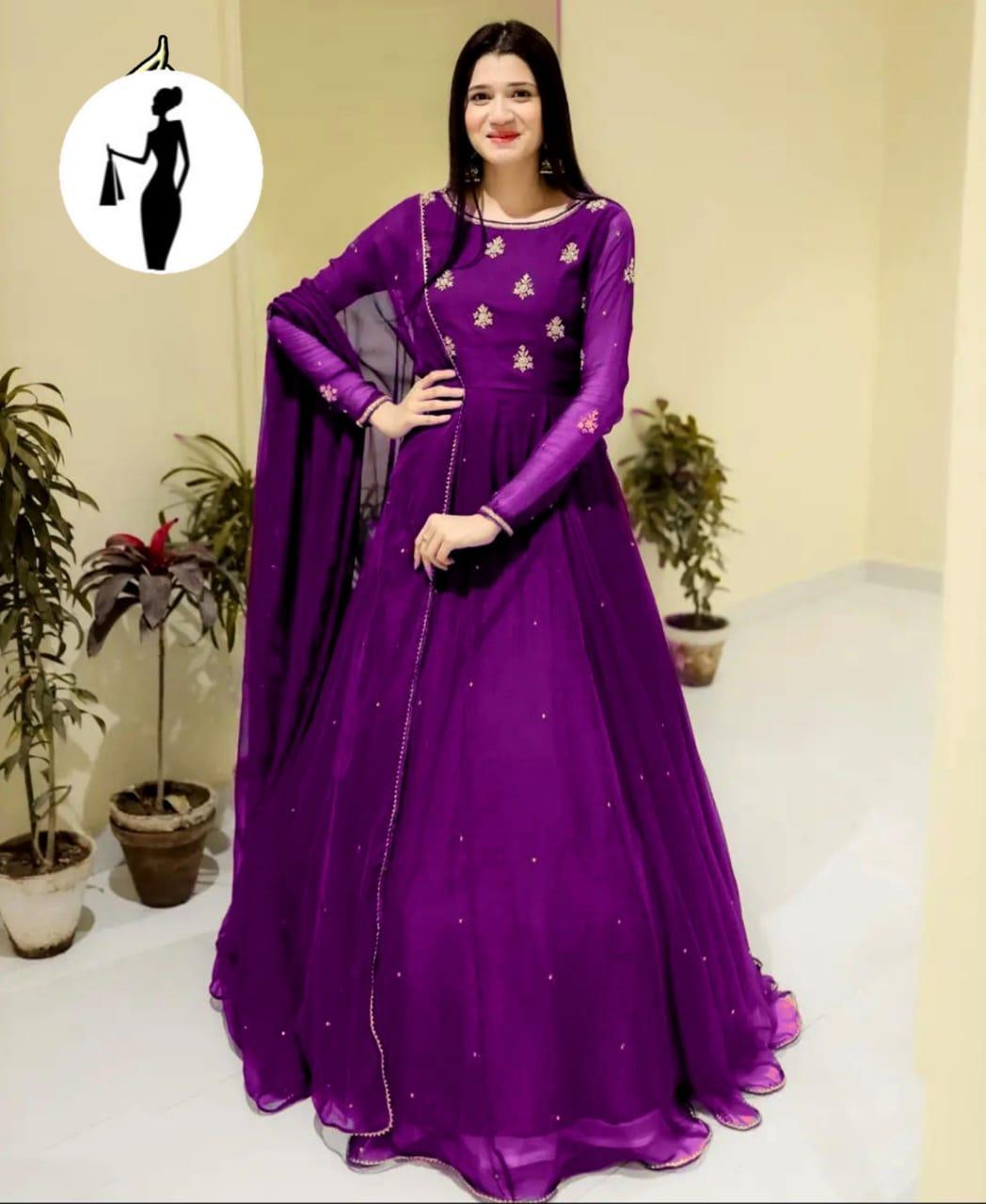 3 Pcs Women's Stitched Embroidered Maxi Suit