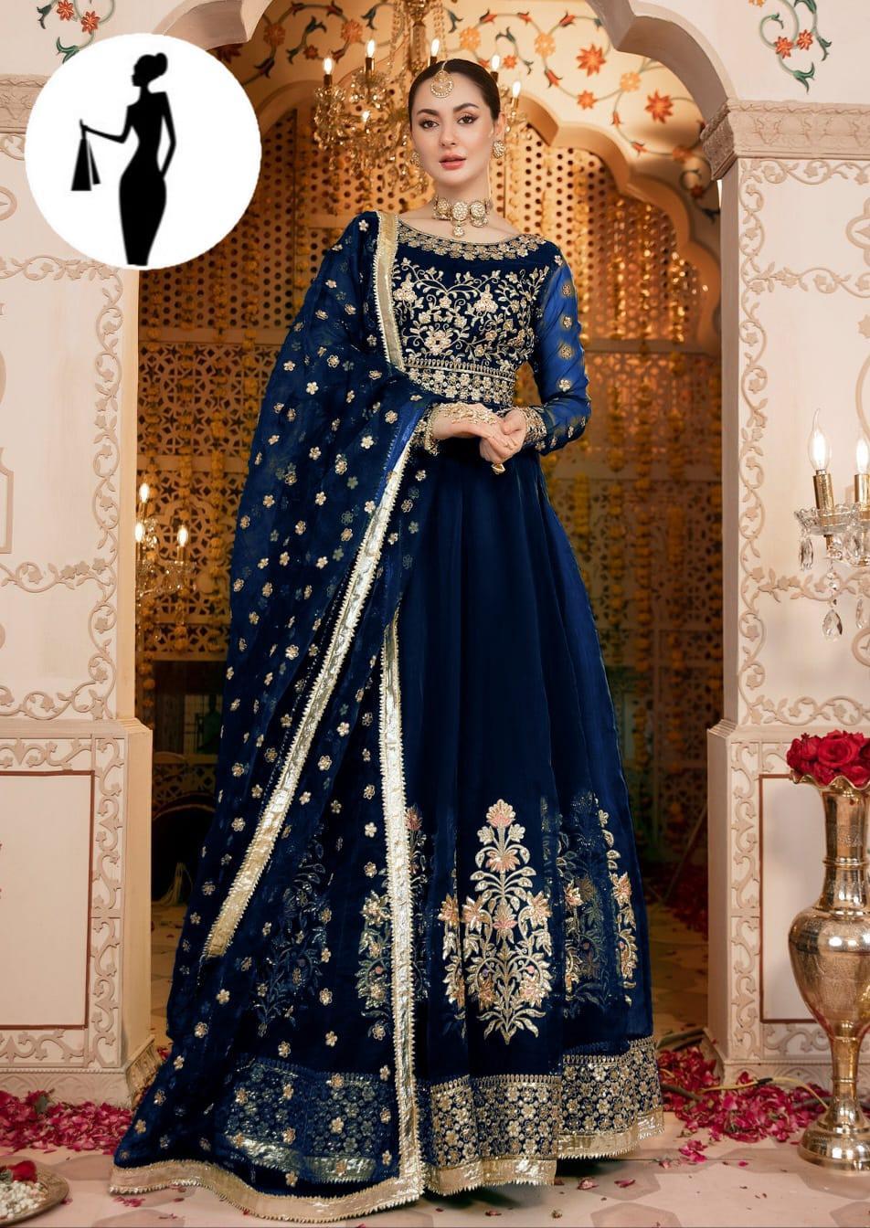 3 Pcs Women's Stitched Shamoz Silk Embroidered Maxi Suit