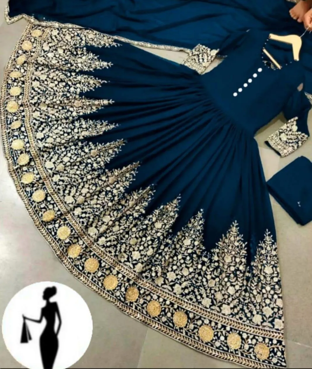 3 Pcs Women's Stitched Chiffon Embroidered Maxi Suit