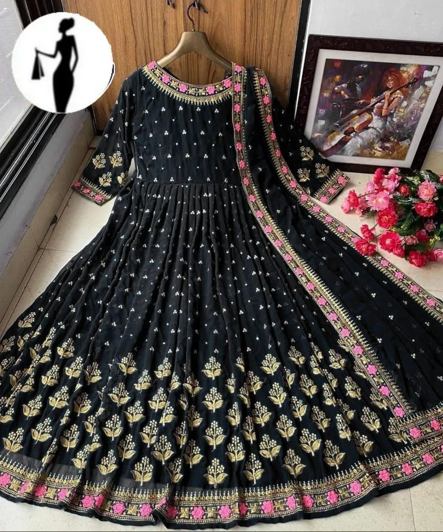 3 Pcs Women's Stitched Shamoz Silk Embroidered Maxi Suit