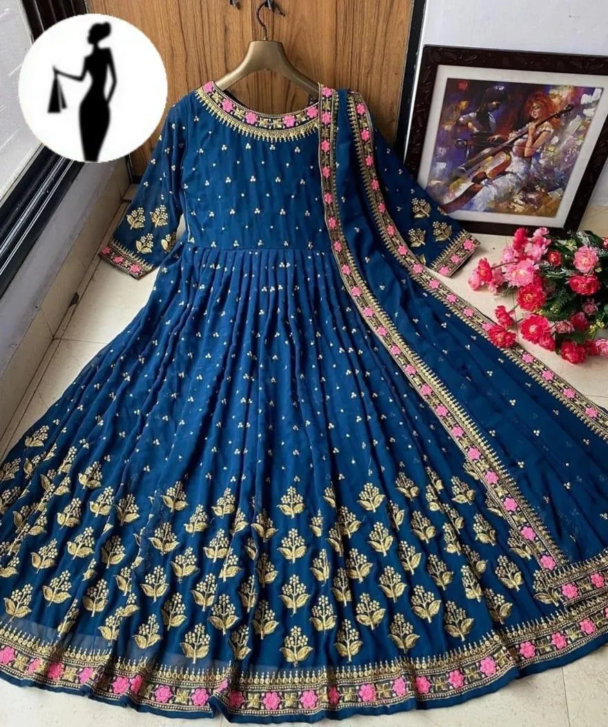 3 Pcs Women's Stitched Shamoz Silk Embroidered Maxi Suit