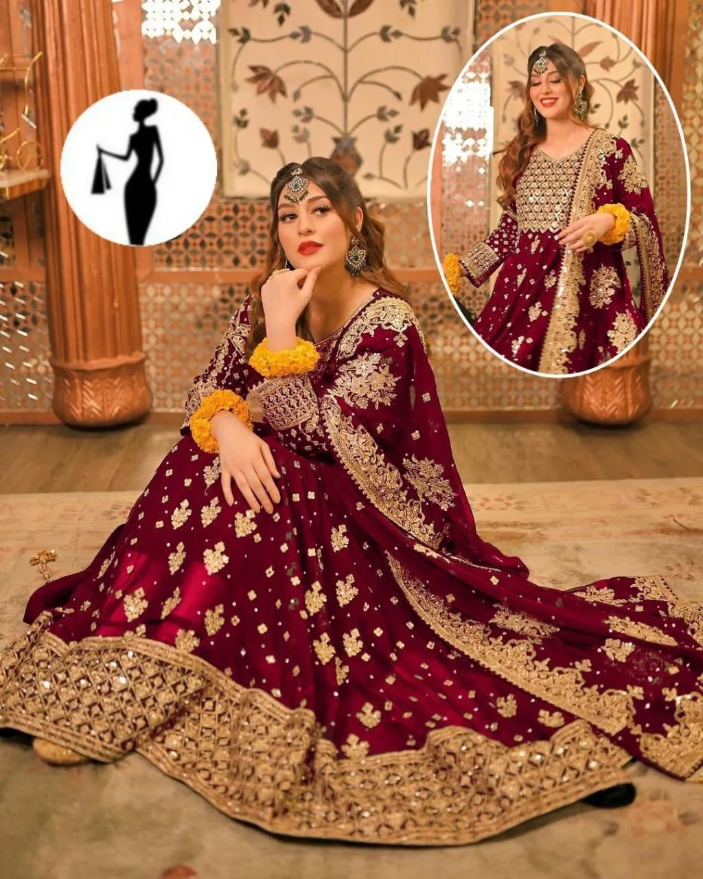 3 Pcs Women's Stitched Chiffon Embroidered Maxi Suit