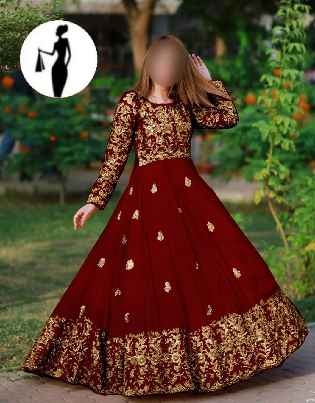 2 Pcs Women's Stitched Shamoz Silk Embroidered Maxi And Trouser