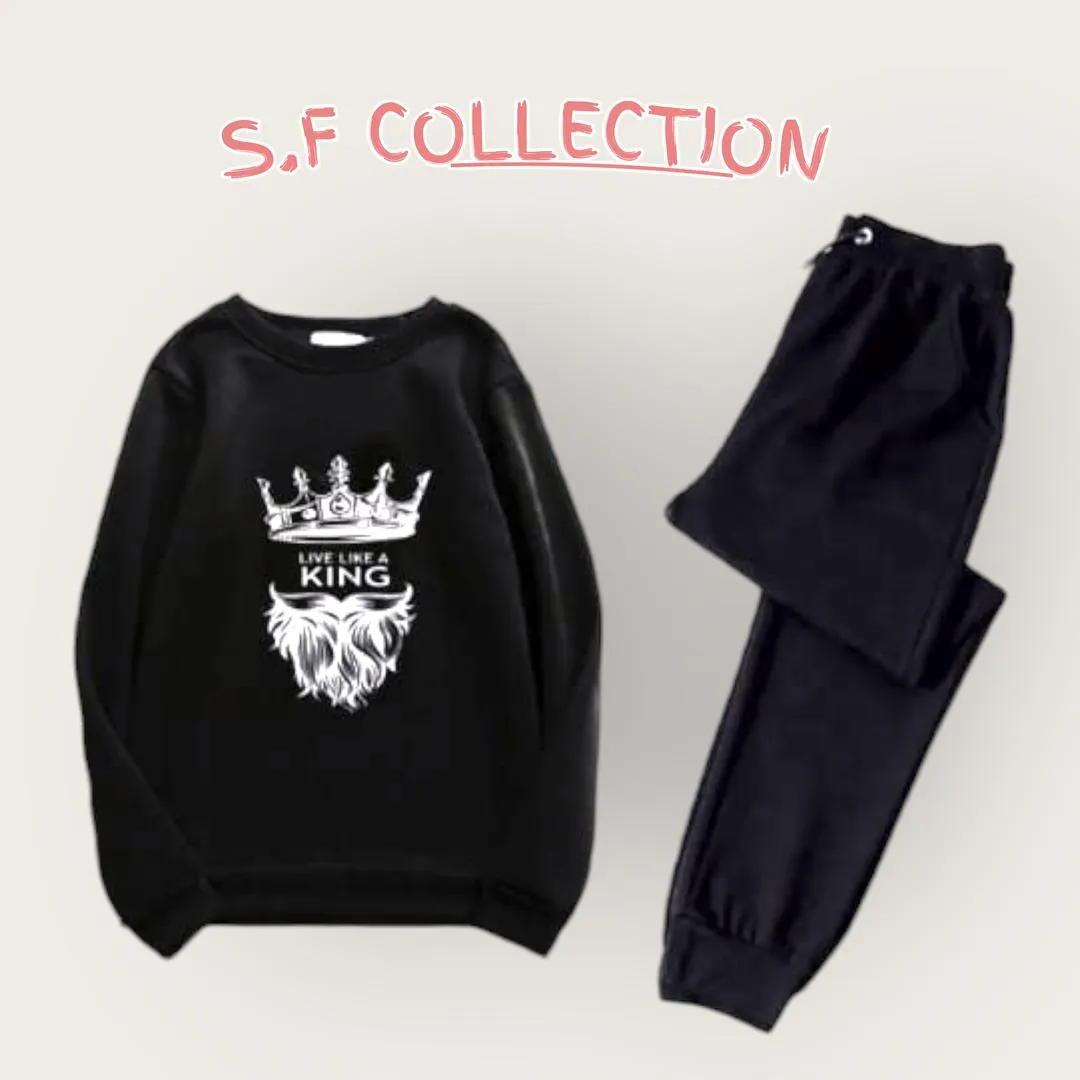 Track suit For Mens Very Soft and Comfortable Fabric Winter Fabric king Design 2 Pcs Men's Polyester Printed Track Suit