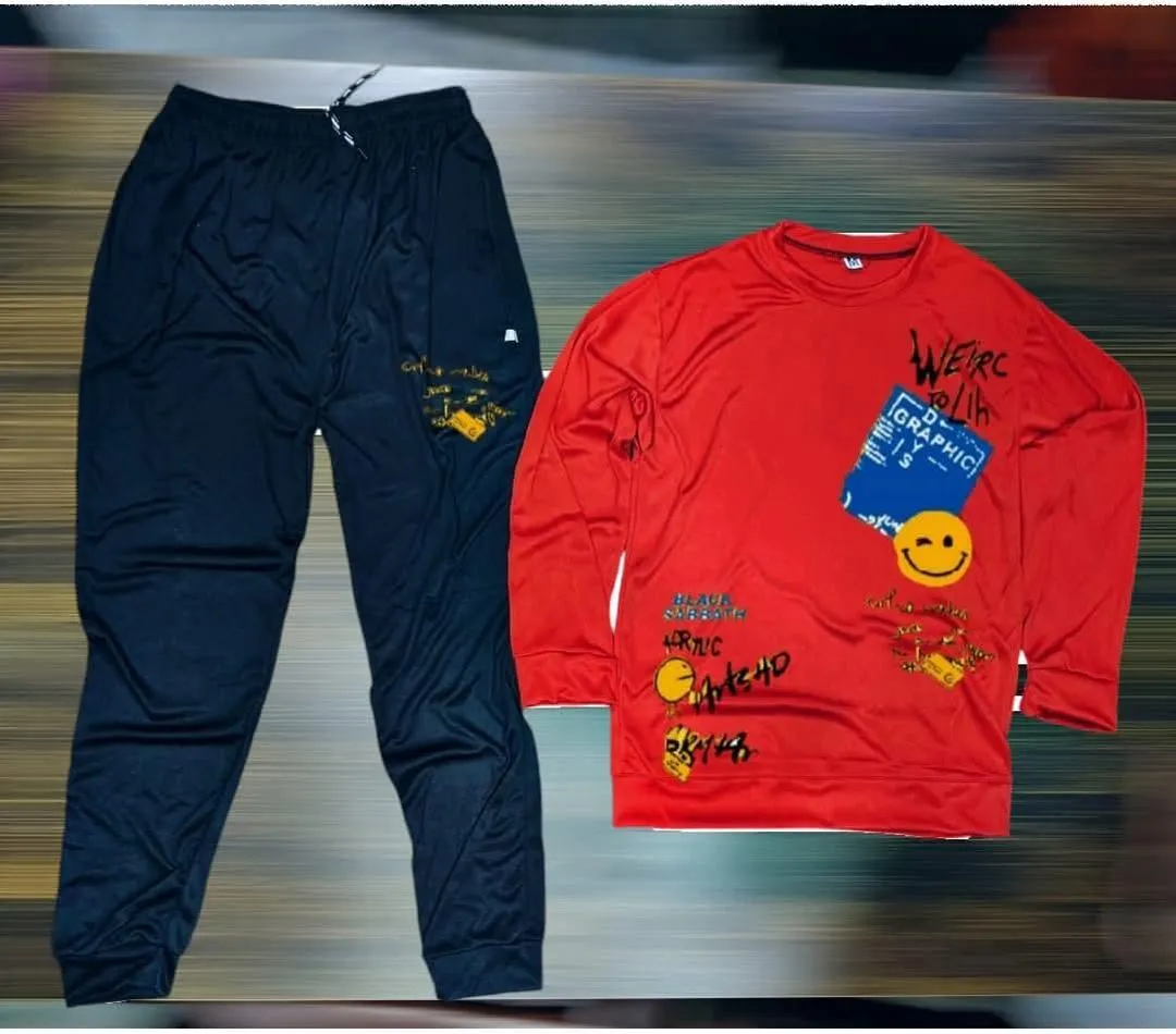 Track suit For Mens Very Soft and Comfortable Fabric Winter Fabrice Design 2 Pcs Men's Polyester Printed Track Suit