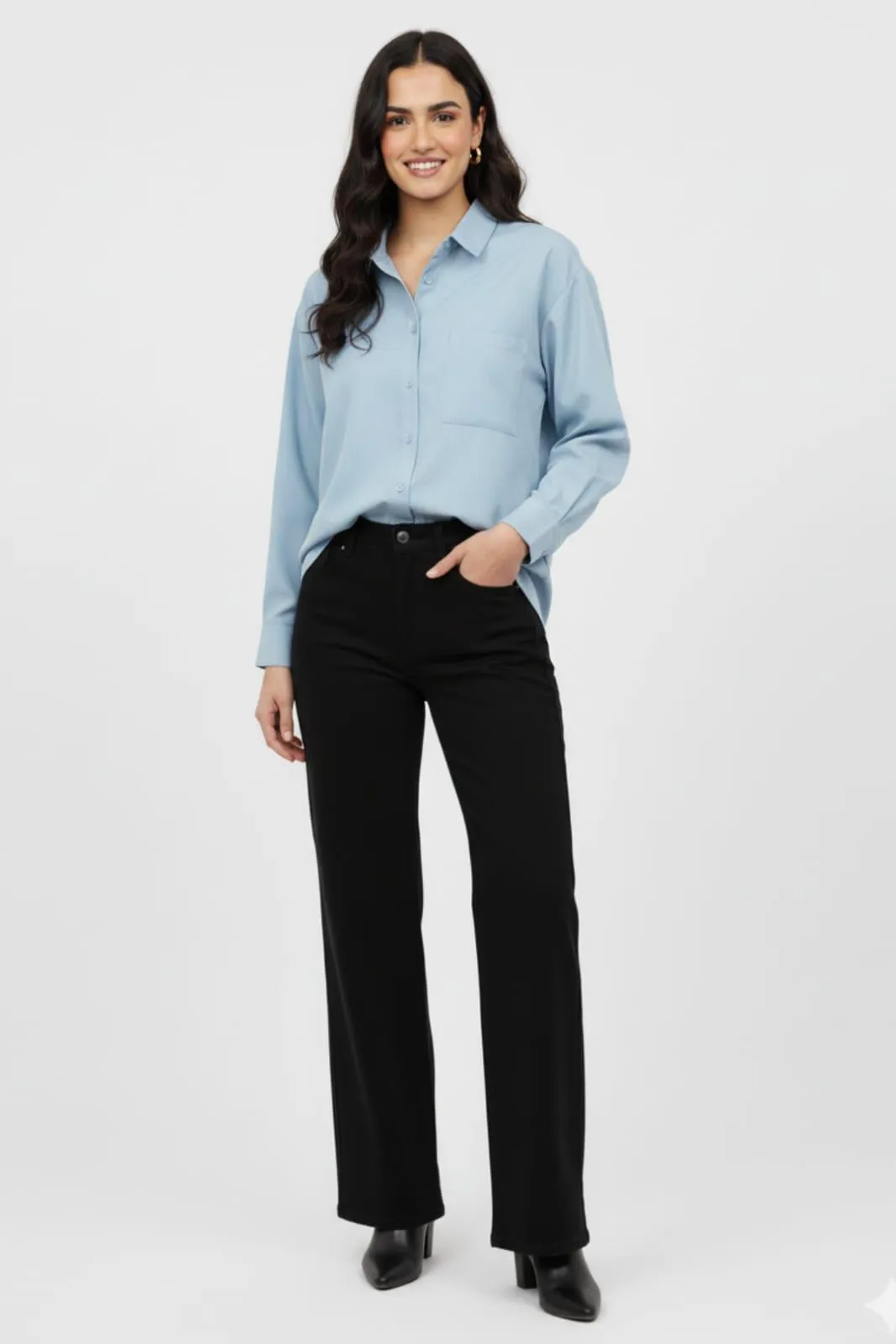 1 Pc Women's Stitched Silk Plain Shirt