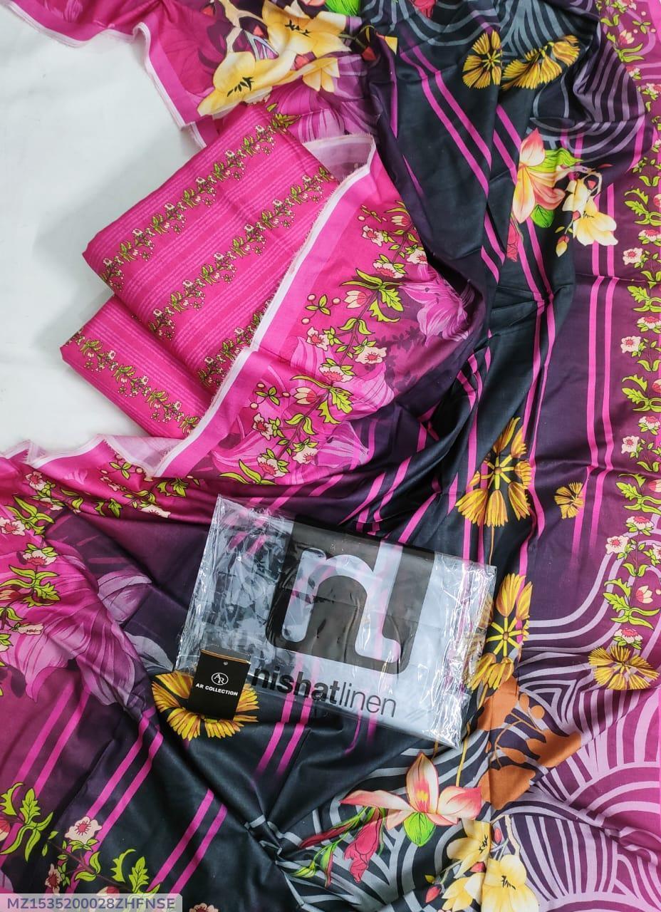 3 Pcs Women's Unstitched Printed Suit