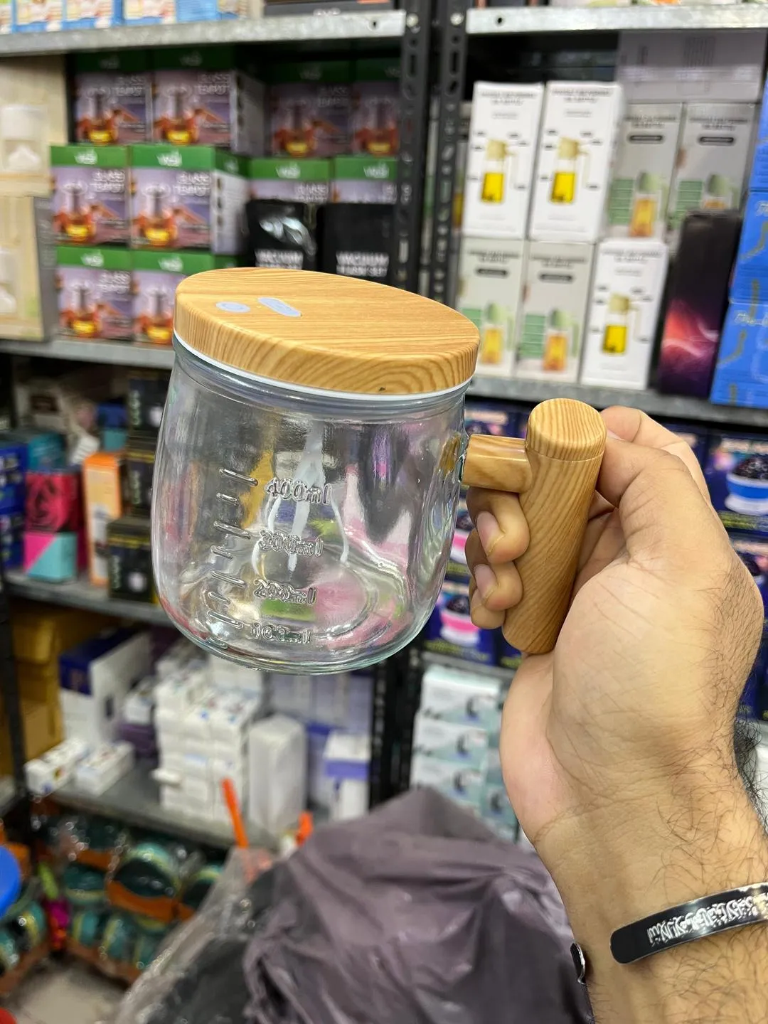 Self Stirring Glass Mug