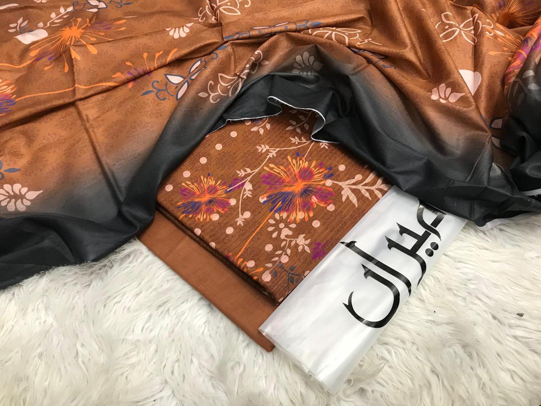 3 Pcs Women's Unstitched Digital Print Suit