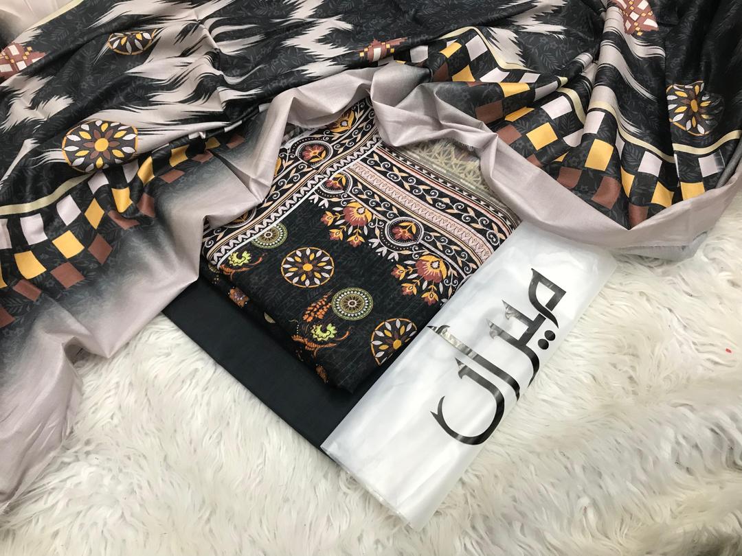 3 Pcs Women's Unstitched Digital Print Suit