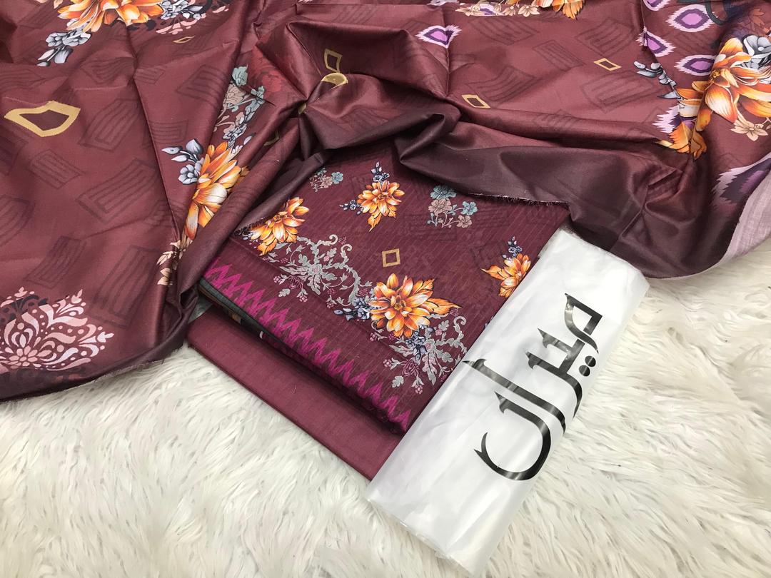 3 Pcs Women's Unstitched Digital Print Suit