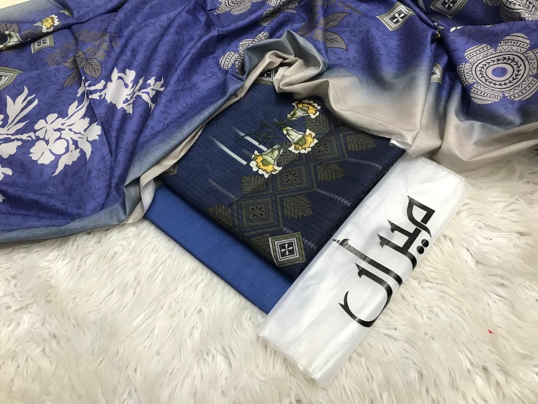 3 Pcs Women's Unstitched Digital Print Suit