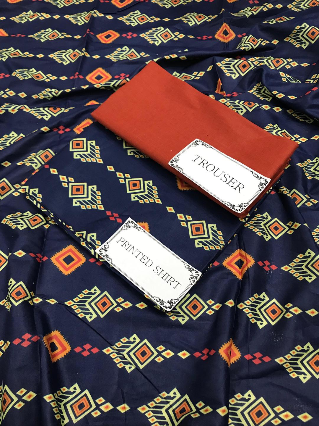 2 Pcs Women's Unstitched Printed Suit