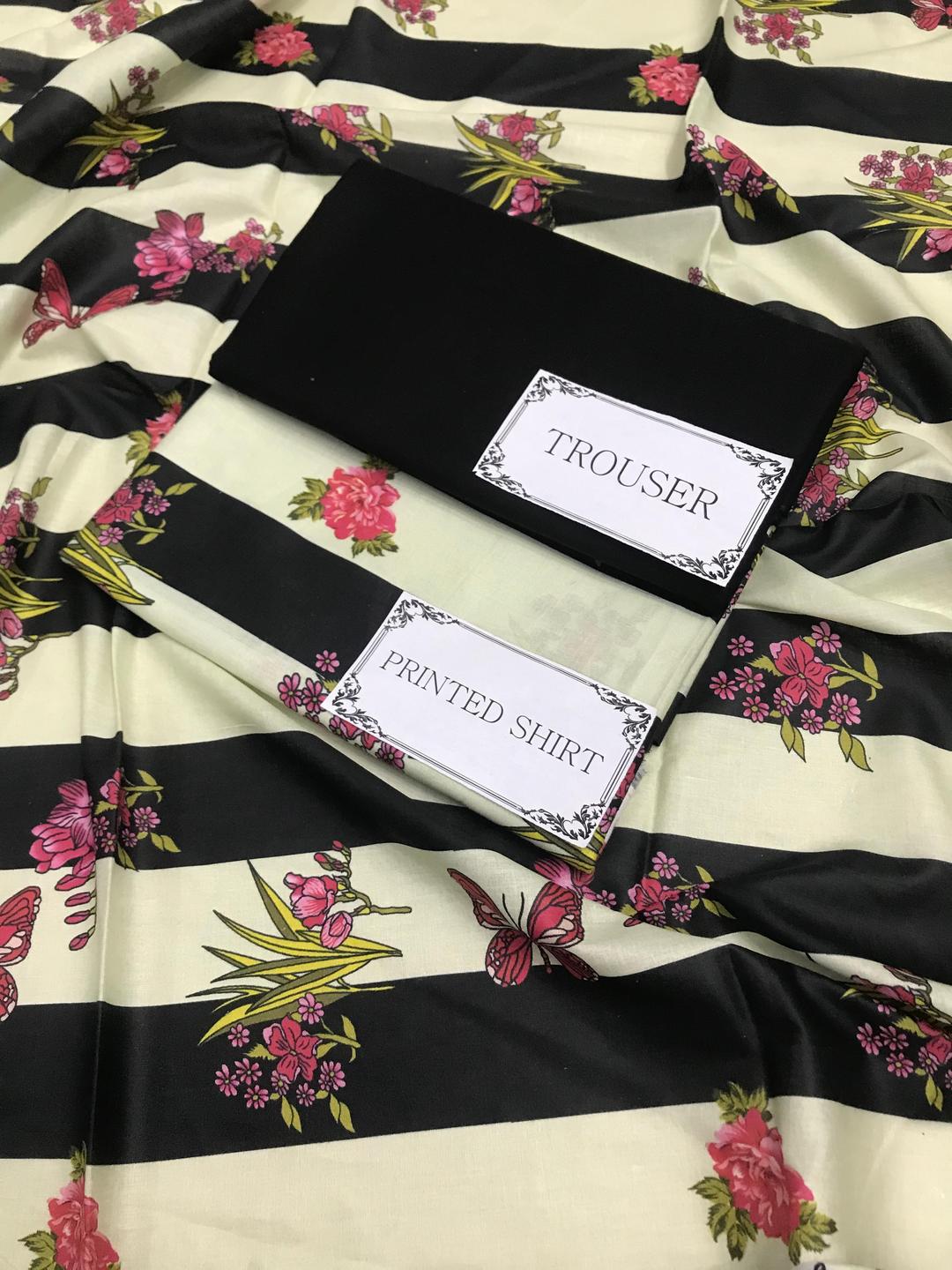 2 Pcs Women's Unstitched Printed Suit