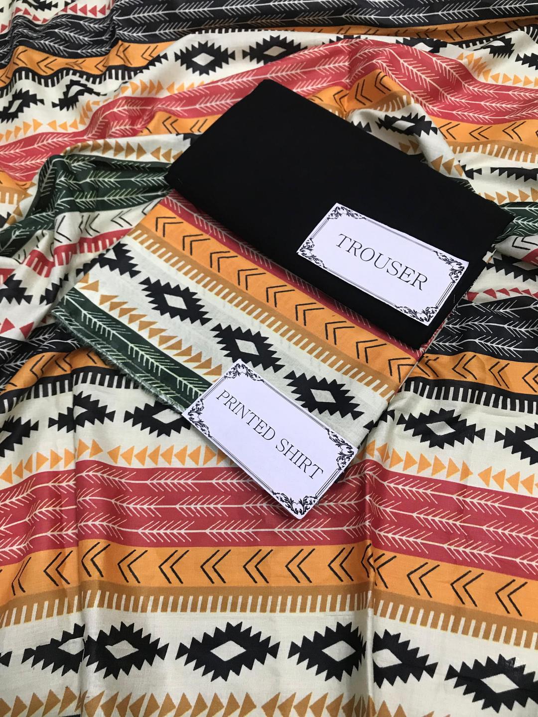 2 Pcs Women's Unstitched Printed Suit