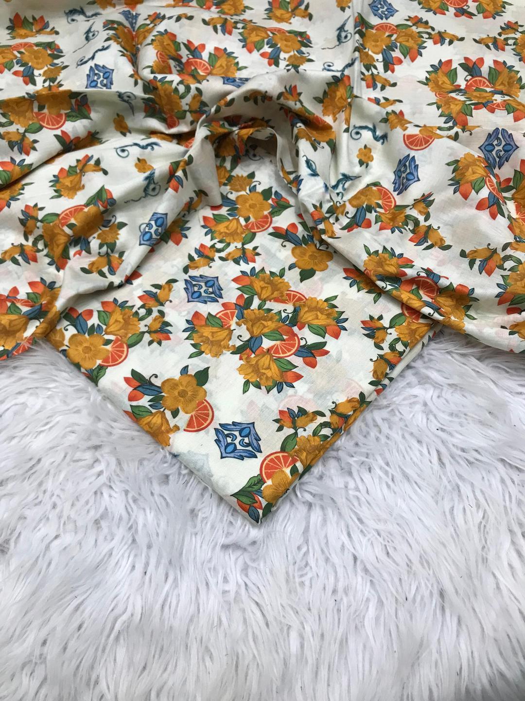 Stunning Off White Printed Lawn Suit - 2 Pcs