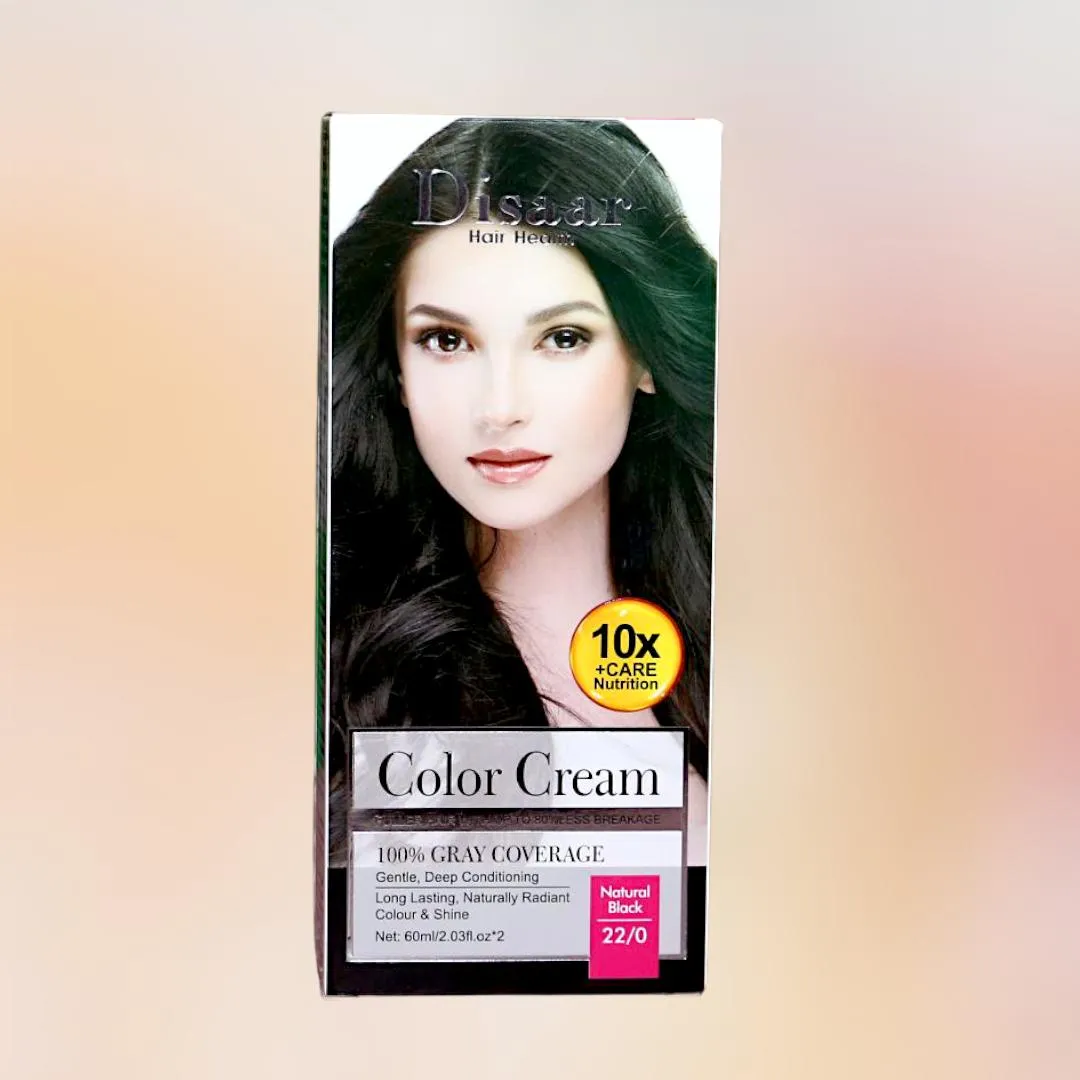 Disaar Colour Cream 100% Gray Coverage care Nutrition Hair Dye Natural Black