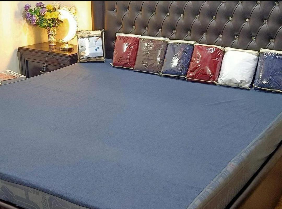 Terry Cotton Plain Double Bed Mattress Cover