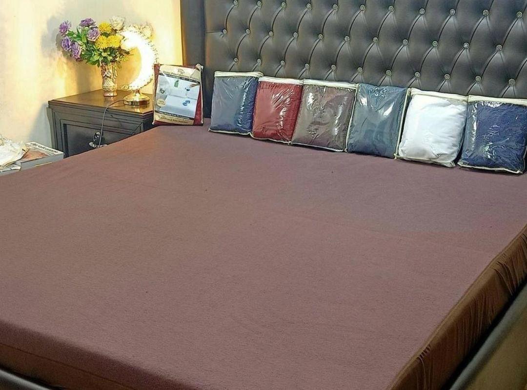 Terry Cotton Plain Double Bed Mattress Cover